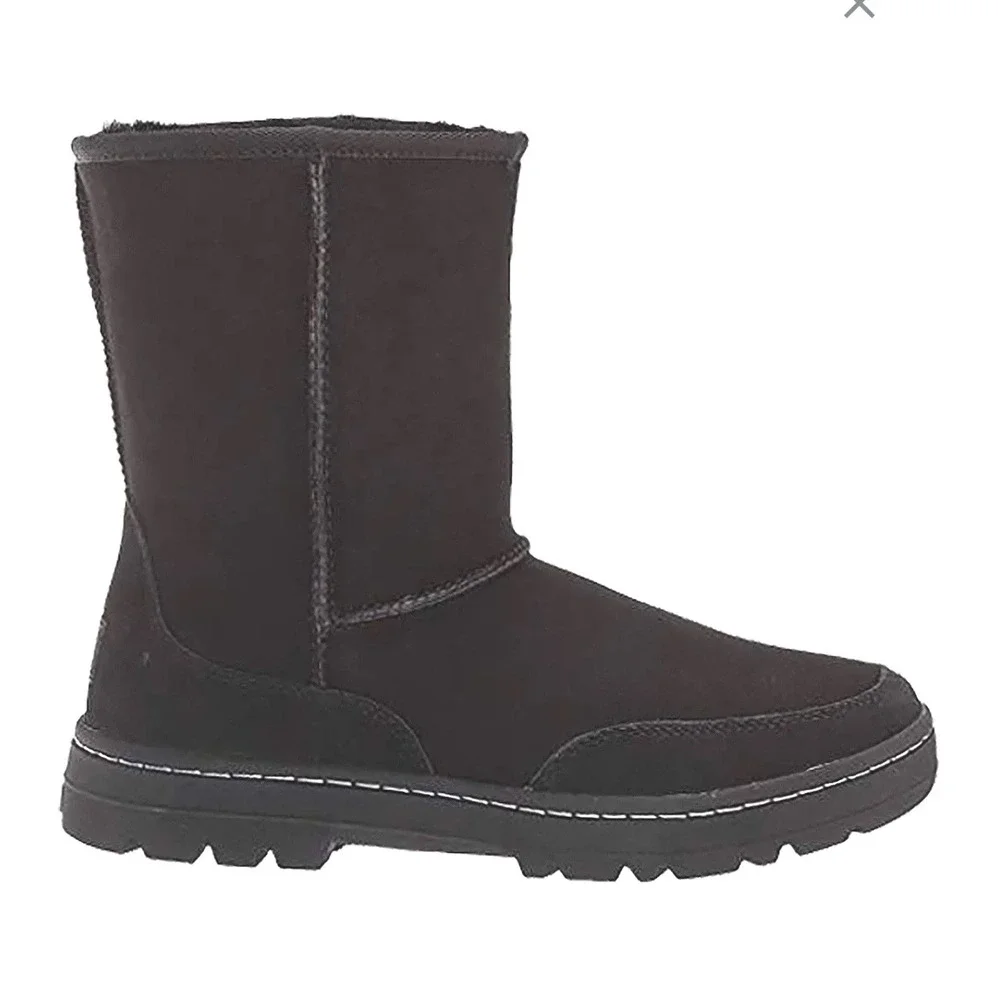UGG Australia Black Suede Shearling Leather Winter Boots Warm Cozy Casual size 6